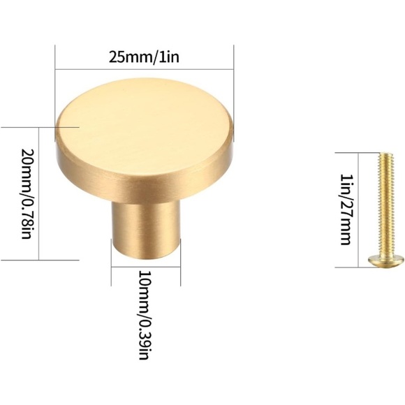 COPY - Solid Brass Round 1 1/8” Cabinet Pulls - Brushed Gold Finish (Qty. 12) - Picture 9 of 12